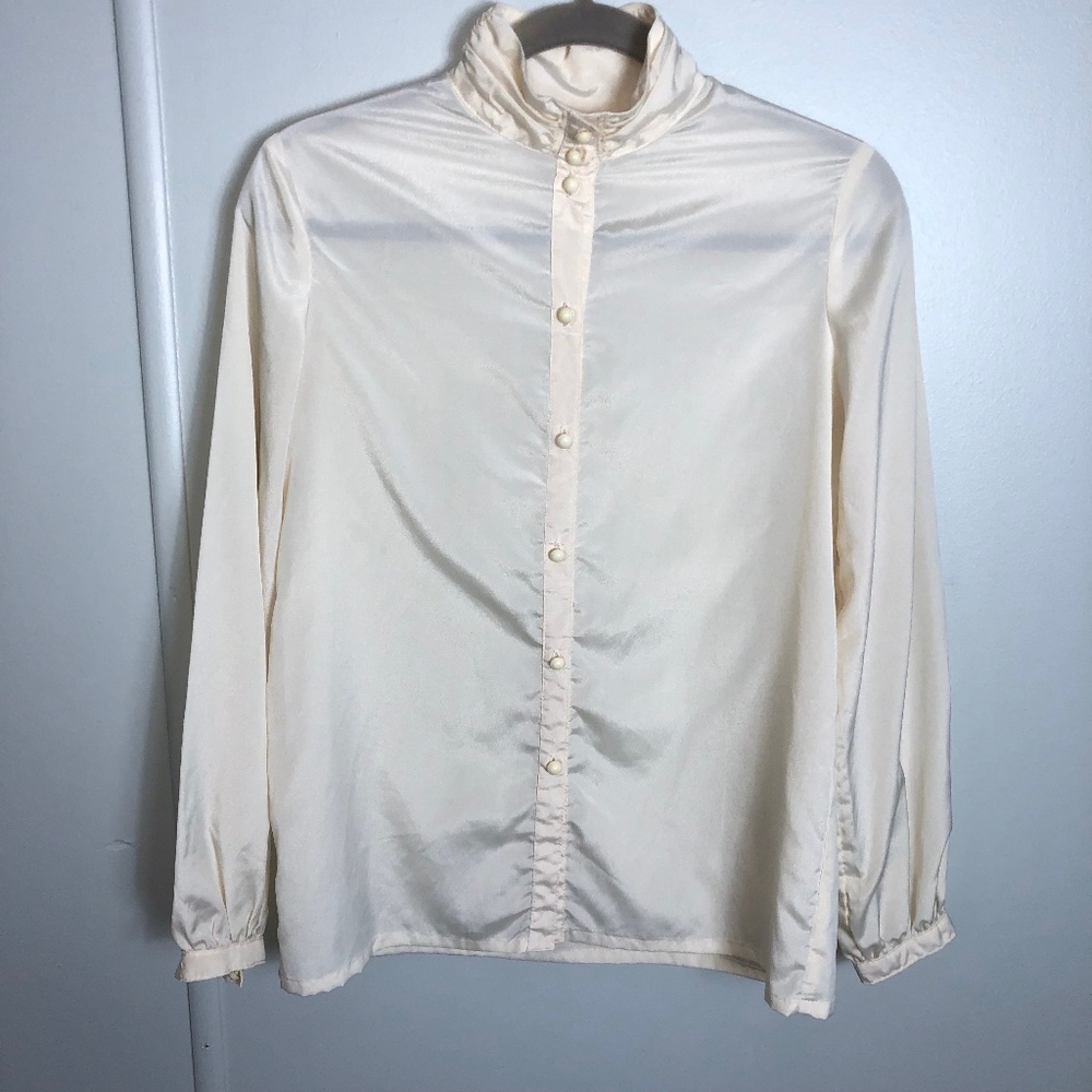 Vintage Trilby Collection Long Sleeve Cream Blouse Size 8